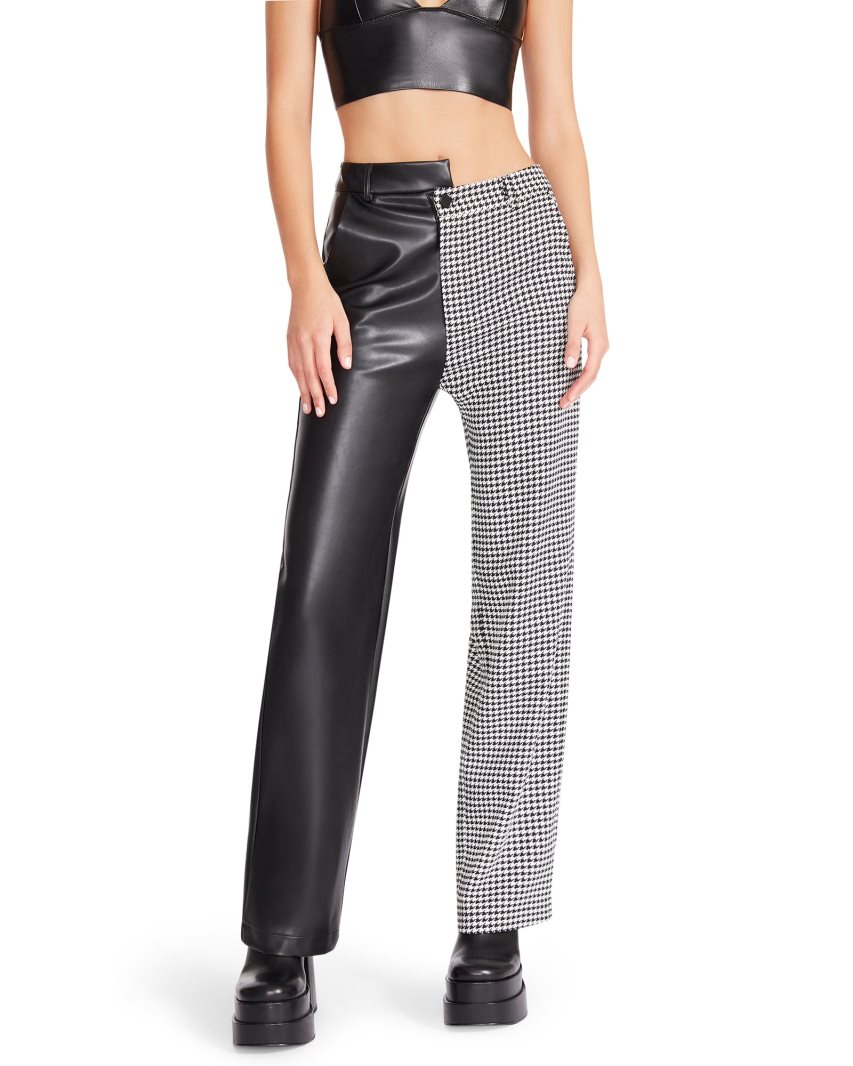 Black Steve Madden Mackenzie Houndstooth Women's Pants | PH 2673CIV